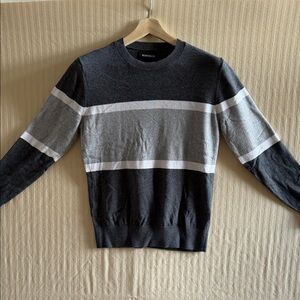 Bonobos Men's Striped Black and Gray Crewneck Sweater